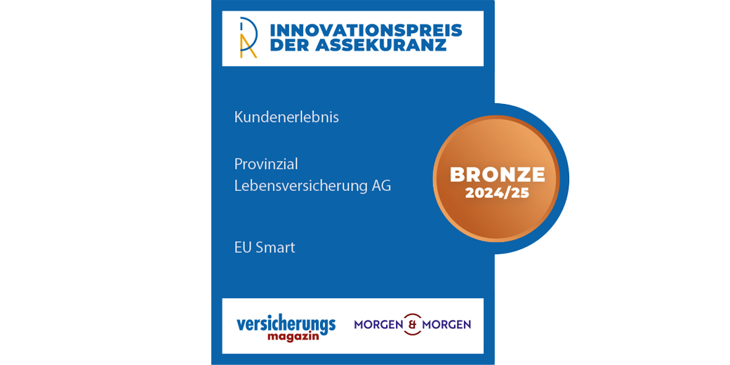 Siegel zum Innovationspreis der Assekuranz Bronze für die EU Smart November 2024