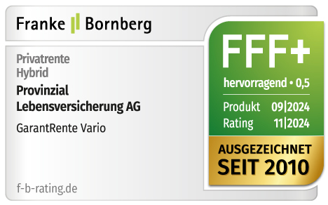Franke & Bornberg Siegel FFF+ für die GarantRente Vario der Provinzial Lebensversicherung AG