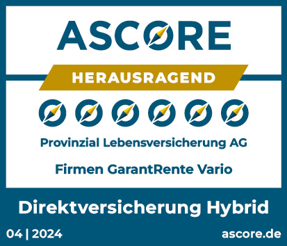 ASCORE Siegel mit der Note "herausragend" für die Firmen GarantRente Vario