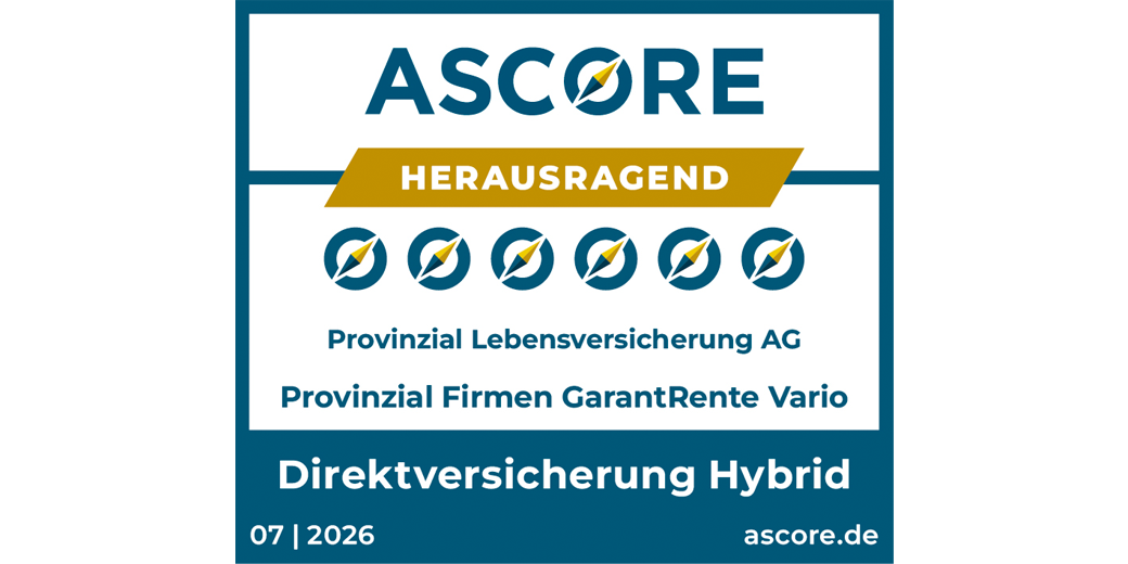 ASCORE Siegel mit der Note "herausragend" für die Firmen GarantRente Vario